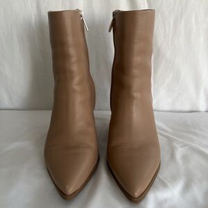 EUC Nordstrom Nude Color Pointed Toe Leather Boots 6.5